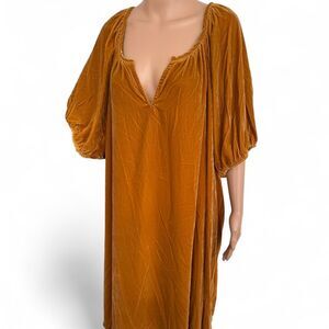 Old Navy Velvet Dress Gold Mustard Chaperral 4x